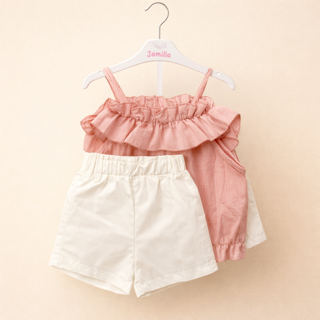 Girls Ruffle Top & Shorts Summer Set