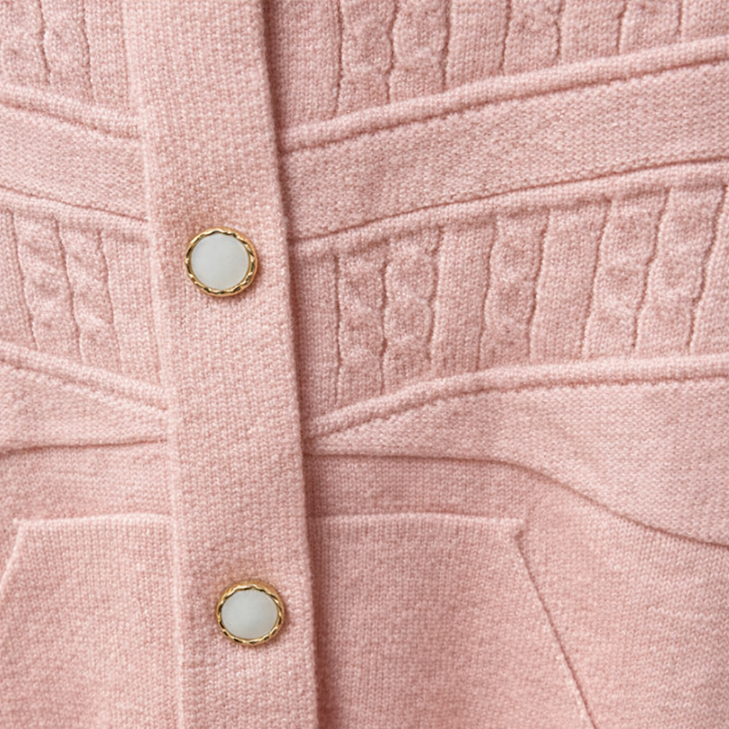 Girls Blush Pink Knit Hooded Cardigan - Image 3