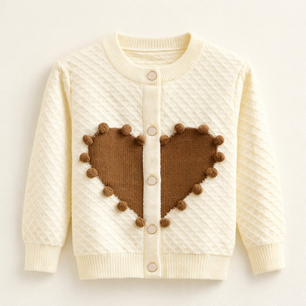 Adorable Heart Knit Baby Girl Cardigan