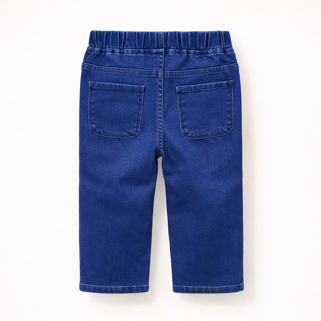 Baby Girl Blue Denim Jeans with Pink Logo Detail - Image 3